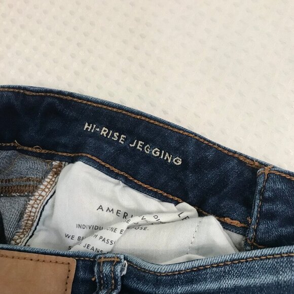 AMERICAN EAGLE WOMENS HI-RISE JEGGING DISTRESSED JEANS SIZE 6 - Picture 5 of 8